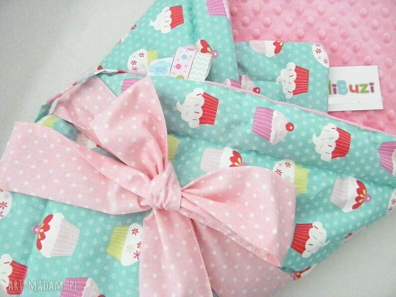 2w1 minky rożek - kocyk MUFFINY & oryginalny minky PARIS PINK