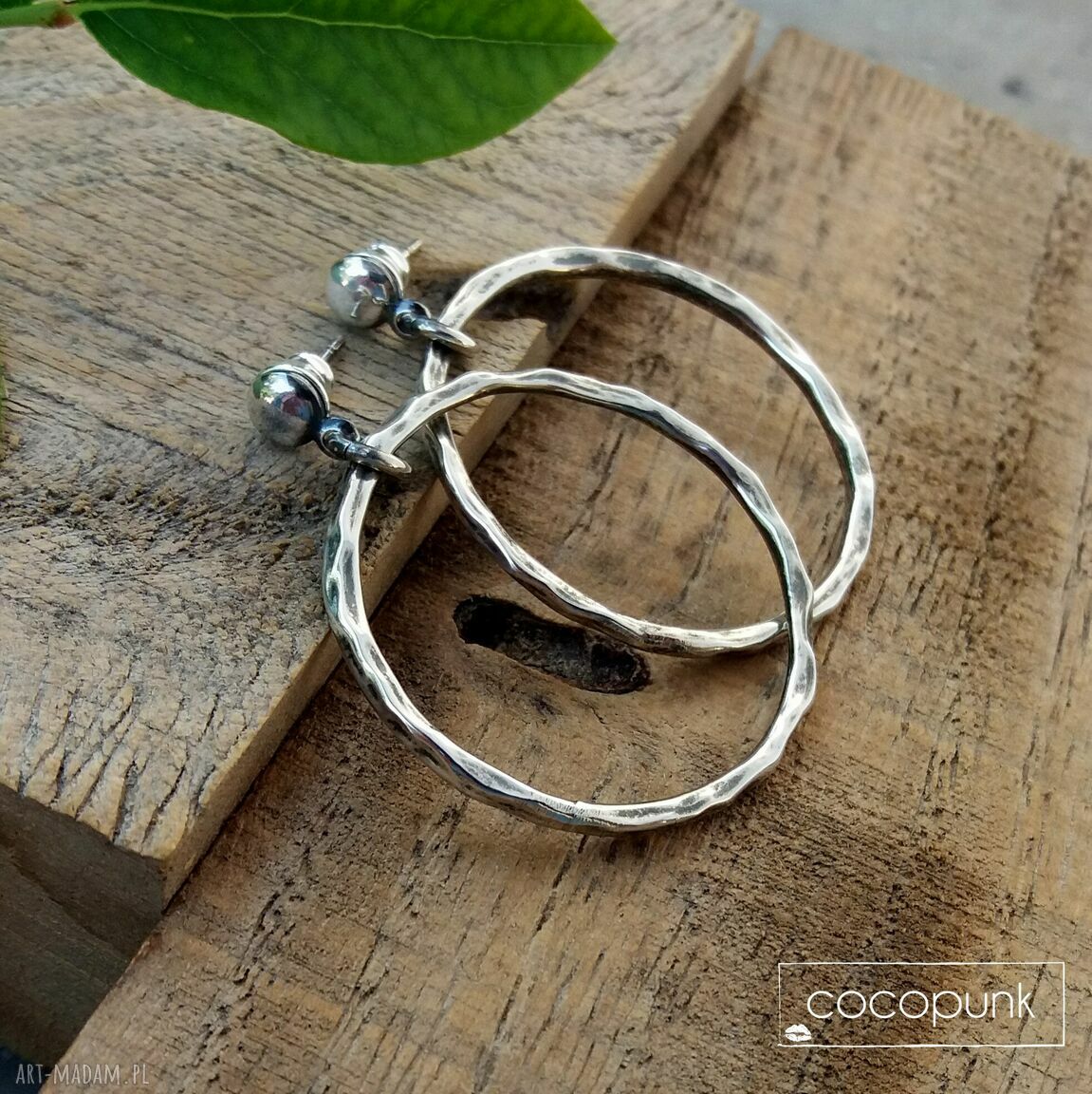 kolczyki: 3,5CM KOLCZYKI SREBRNE KOŁA NOWOCZESNE, LEKKIE. HandMade