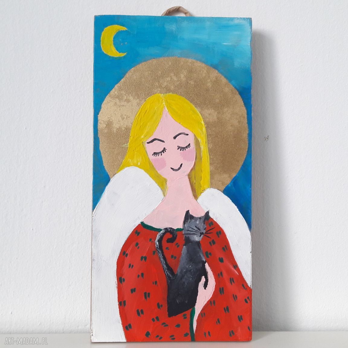 3 Aniołki na Przyjaźń, Miłość i Szczęście - tryptyk obrazów handmade
