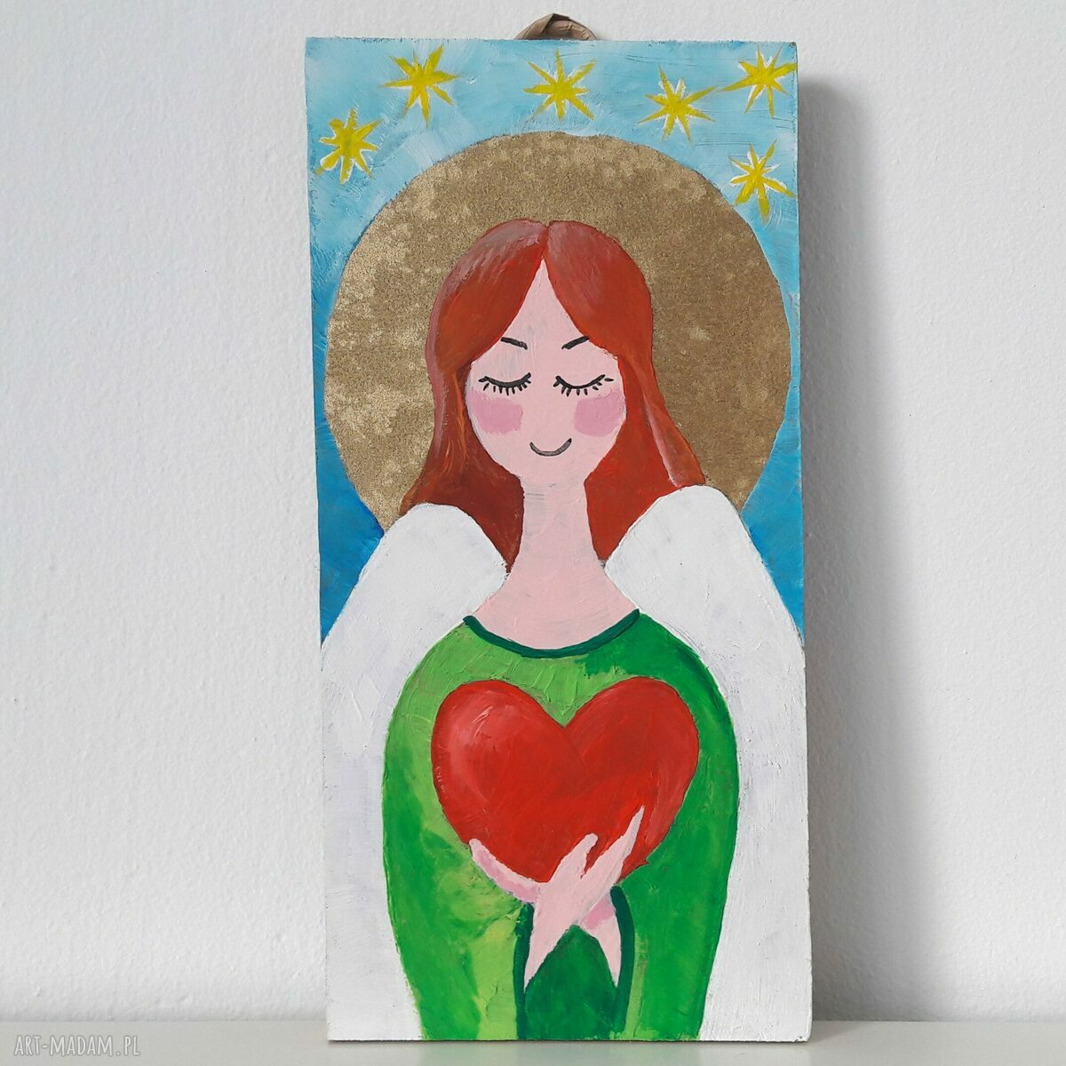 3 Aniołki na Przyjaźń, Miłość i Szczęście - tryptyk obrazów handmade