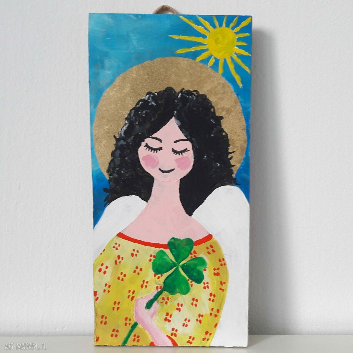 3 Aniołki na Przyjaźń, Miłość i Szczęście - tryptyk obrazów handmade