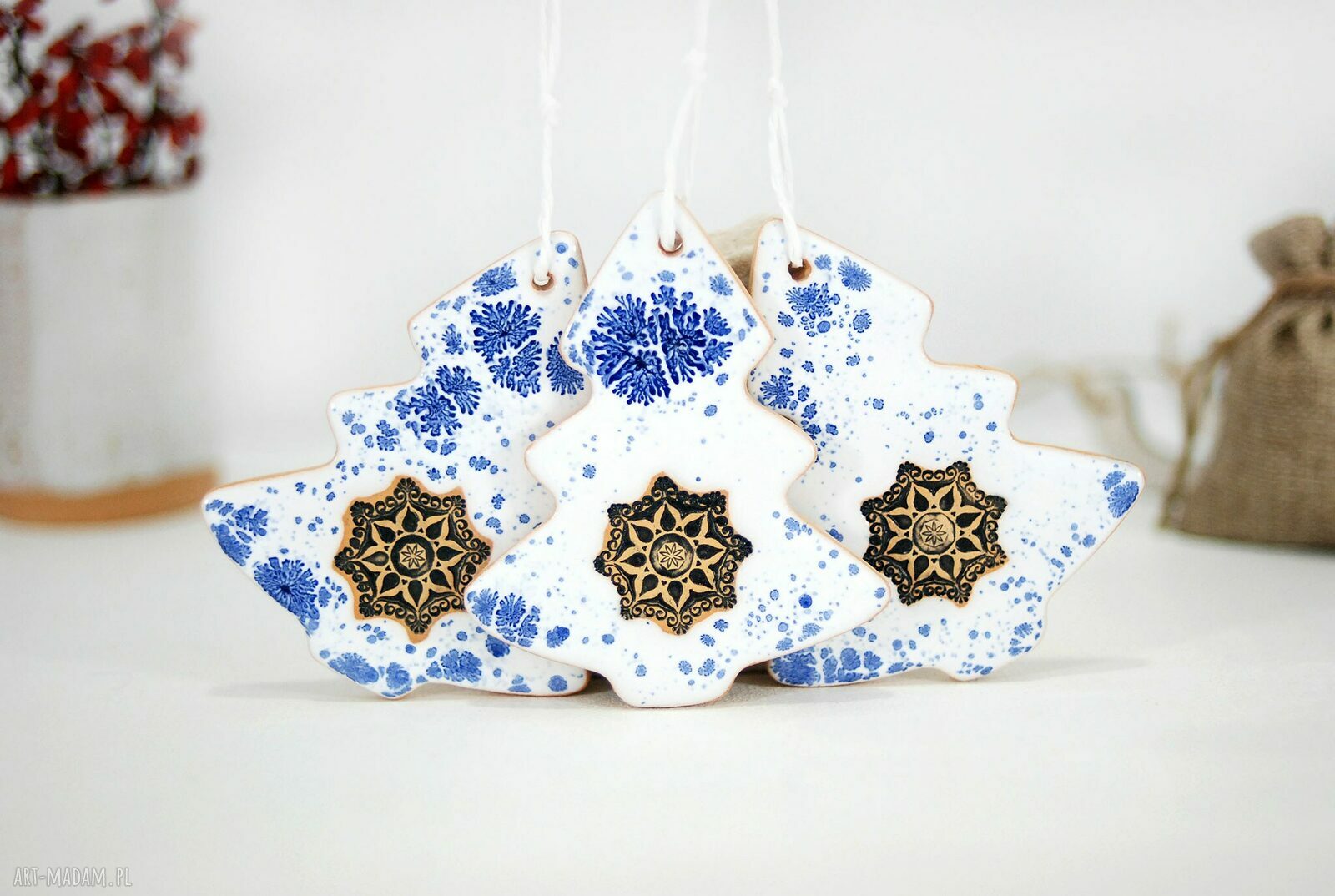 3 ceramiczne choinki świąteczne - modern