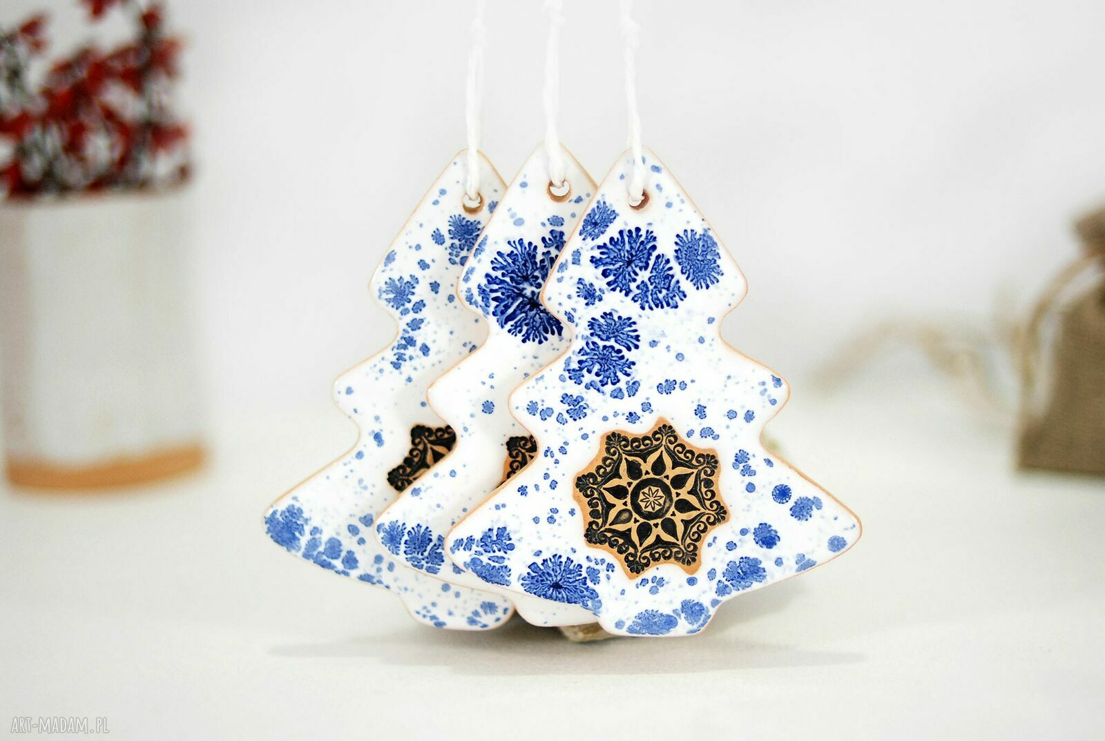 3 ceramiczne choinki świąteczne - modern