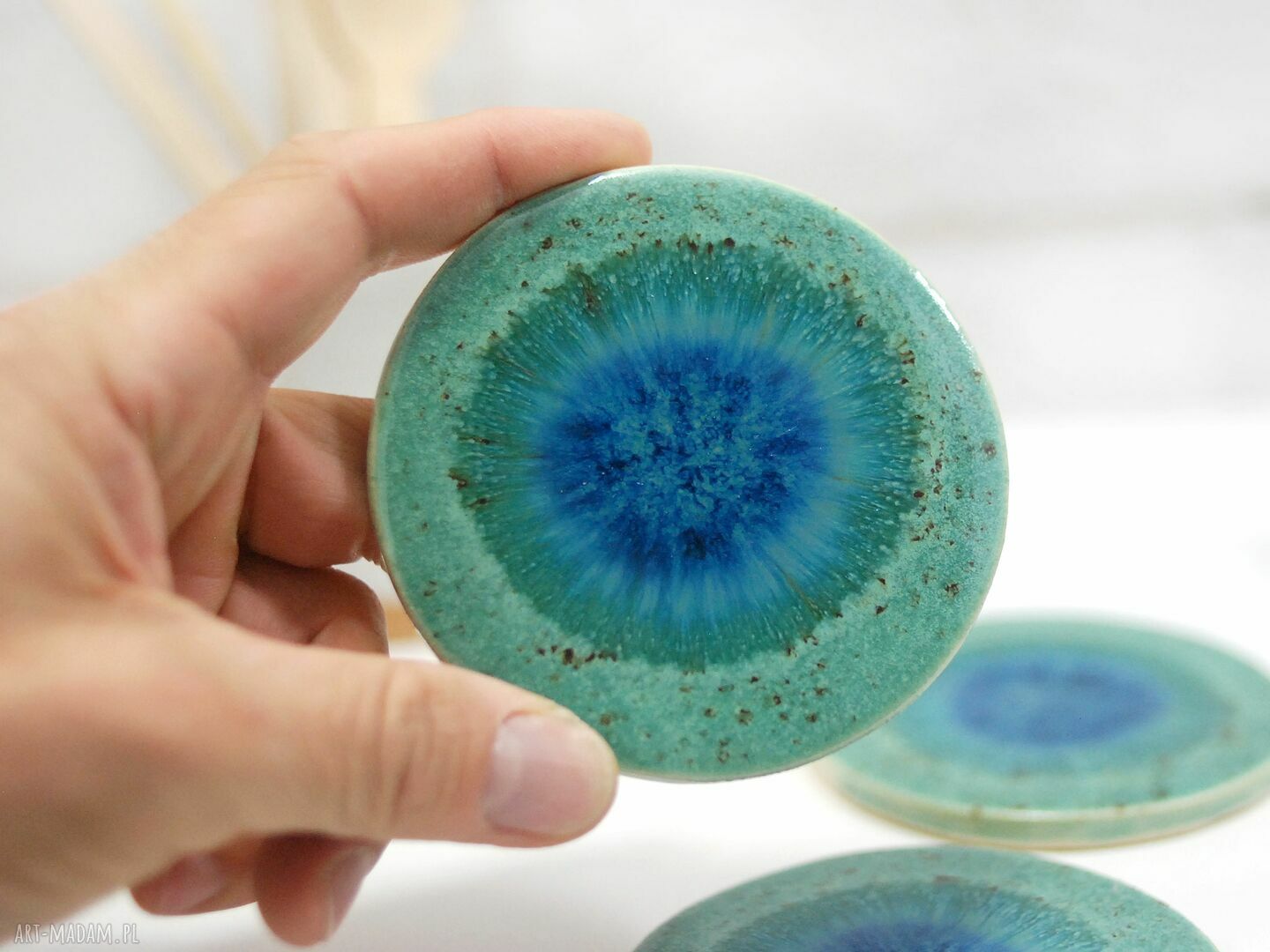3 ceramiczne podkładki na stół Pawie Oko