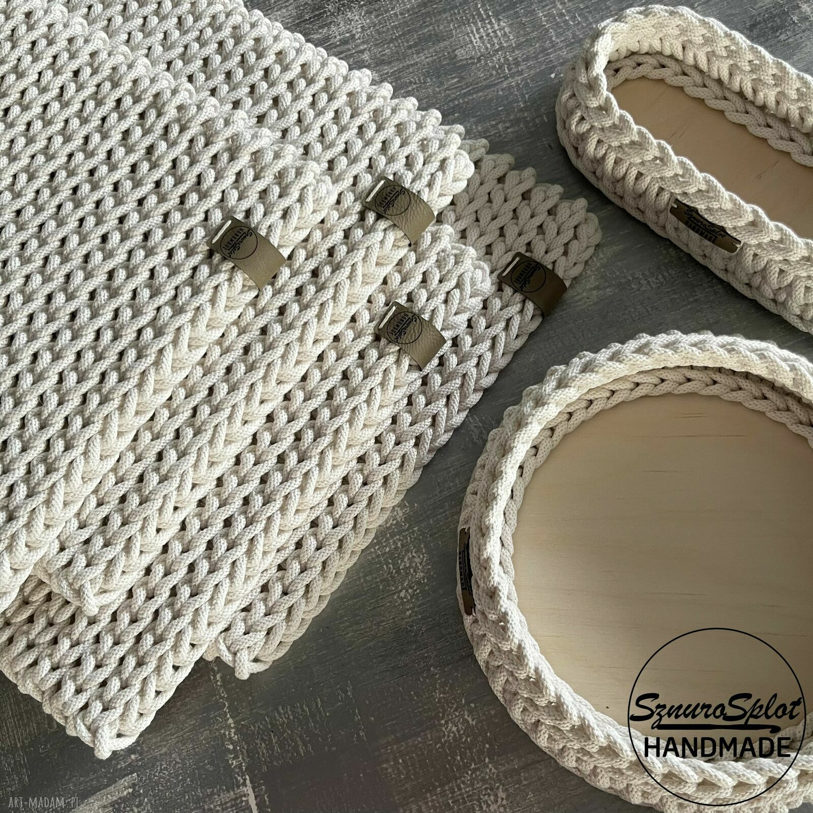 Ręcznie robione podkładki na stół 30x40 cm - komplet 4 sztuk
