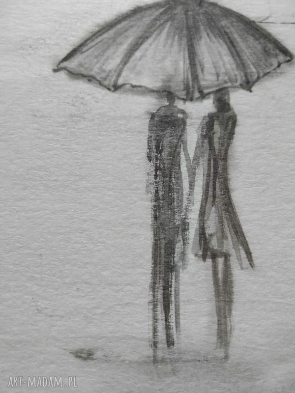 Autorska grafika 30x40 cm Rain - czarno-biała abstrakcja