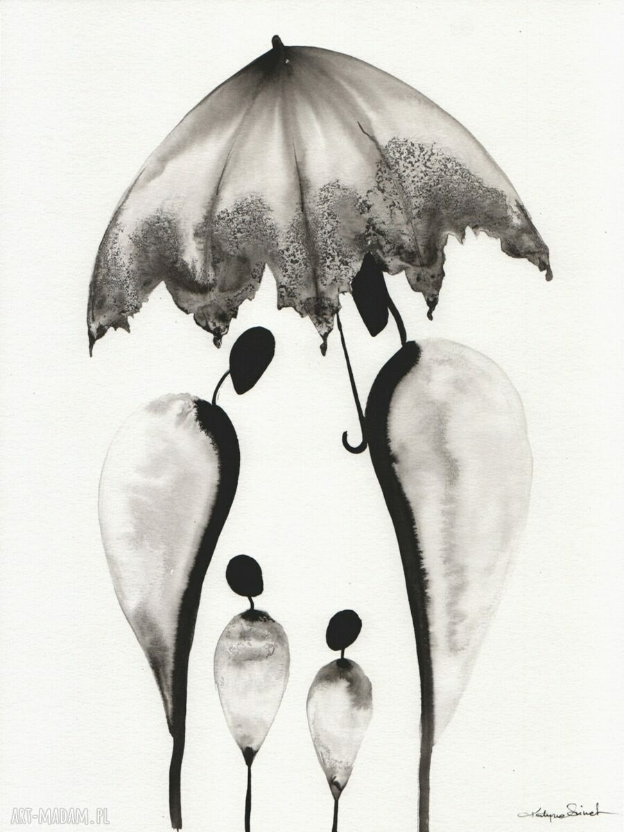 Grafika 30x40 cm ręcznie malowana - abstrakcja ZAM