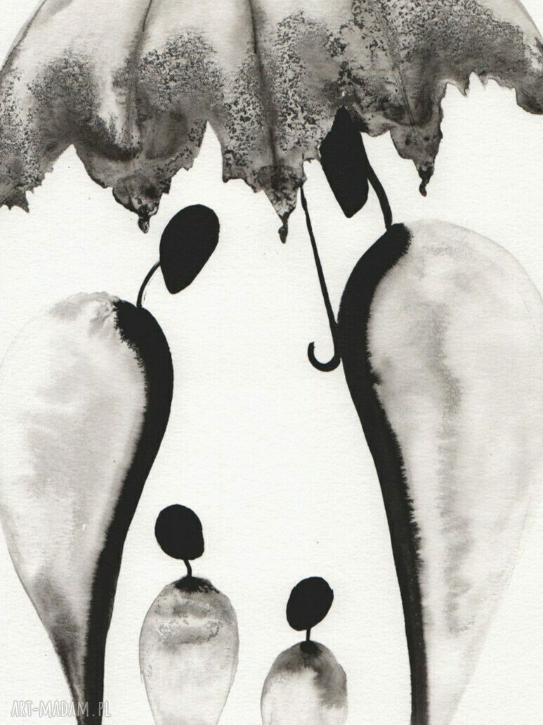 Grafika 30x40 cm ręcznie malowana - abstrakcja ZAM