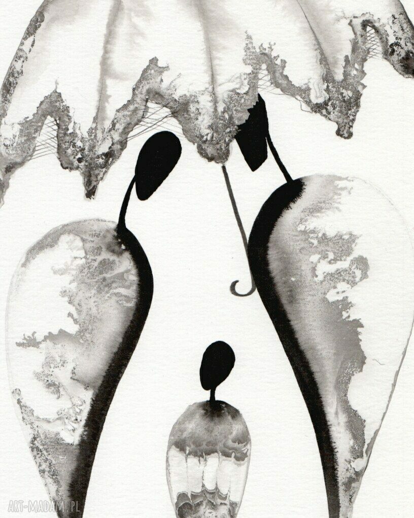 Grafika 30x40 cm ręcznie malowana - abstrakcja pełna emocji do salonu
