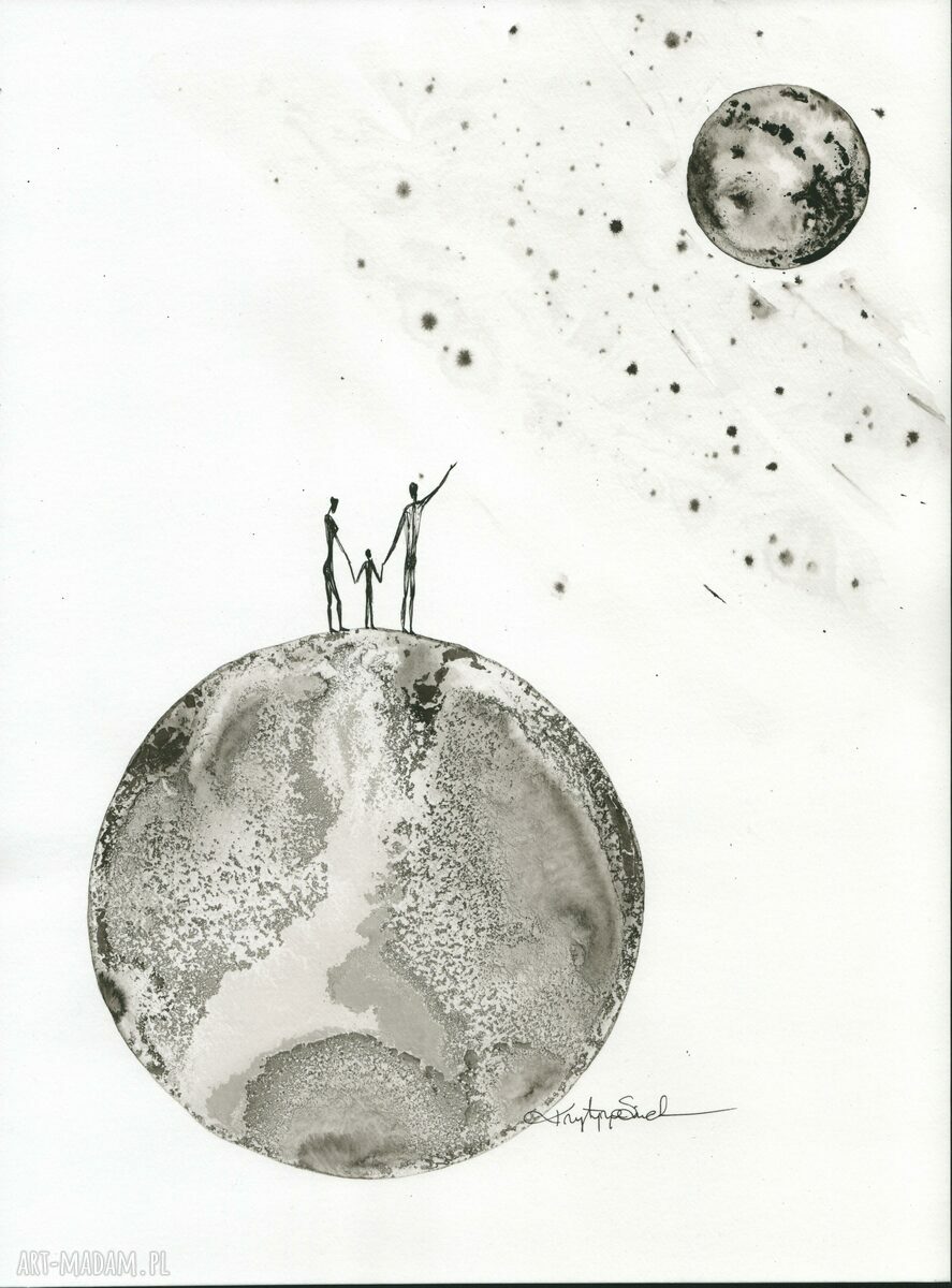 Abstrakcyjna grafika 30x40 cm Dreams - ręcznie malowana tuszem