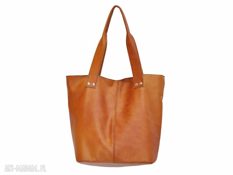 31 0004 Ruda torebka ze skóry naturalnej / efektowne przeszycia SKYLARK handmade