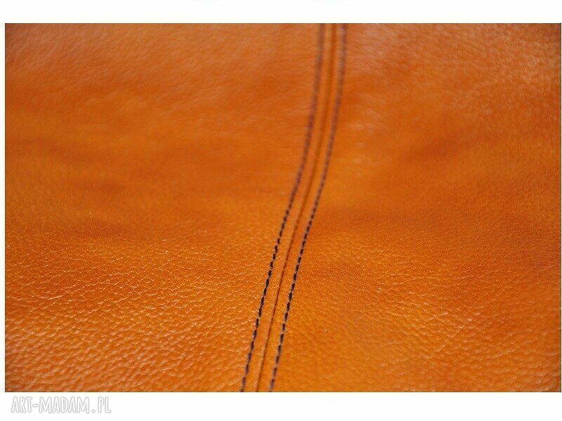 31 0004 Ruda torebka ze skóry naturalnej / efektowne przeszycia SKYLARK handmade