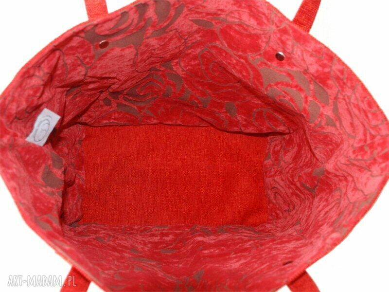 Czerwona shopper bag 3w1 ekologiczna torebka na zakupy A4, ręcznie robiona