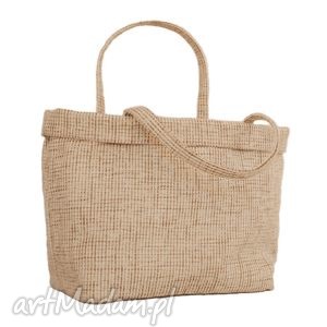 37-0002 beżowo-biała torebka shopper bag 3w1 ekologiczna