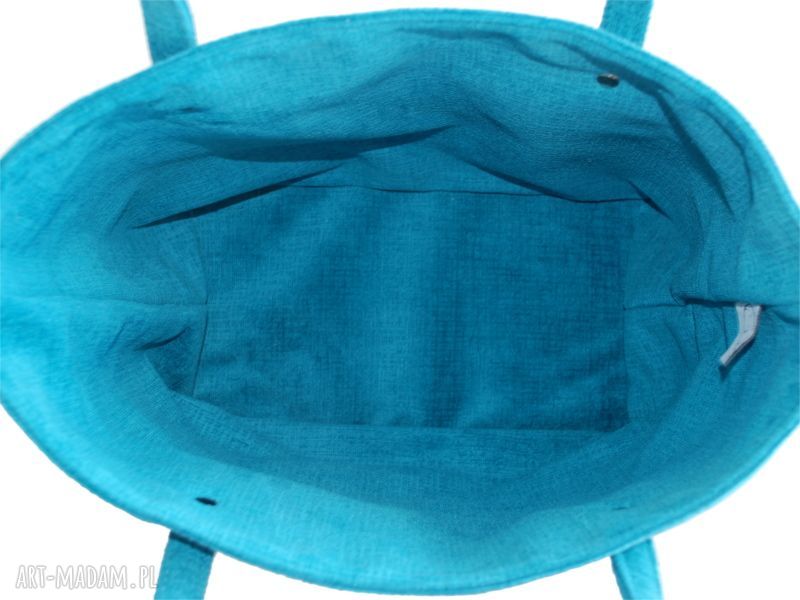 Turkusowa torebka shopper ekologiczna, ręcznie robiona torba na zakupy