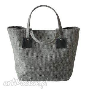 37-0007 biało-szara torebka shopper bag 3w1 ekologiczna