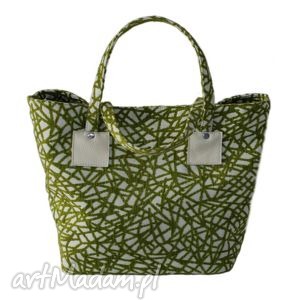 37-0008 biało-zielona torebka shopper bag 3w1 ekologiczna