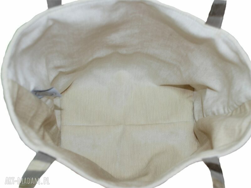 38 0002 Kremowa torebka na eko zakupy shopper bag SISKIN handmade