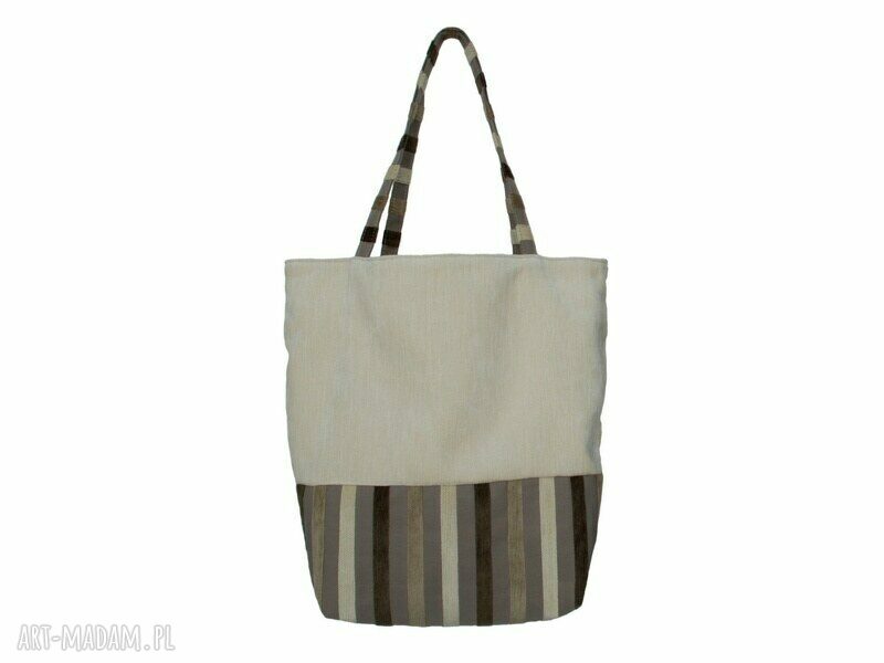 38 0002 Kremowa torebka na eko zakupy shopper bag SISKIN handmade
