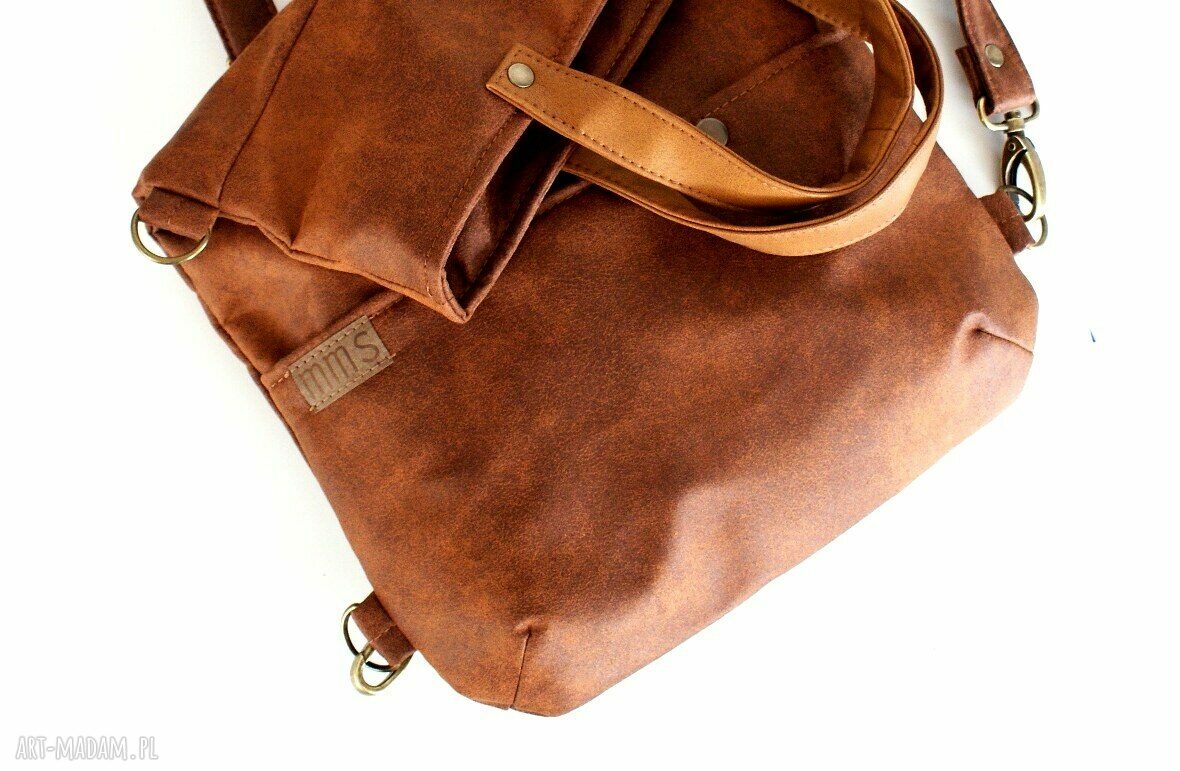 3w1 plecako torba koniak vegan handmade