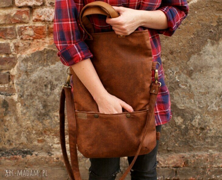 3w1 plecako torba koniak vegan handmade
