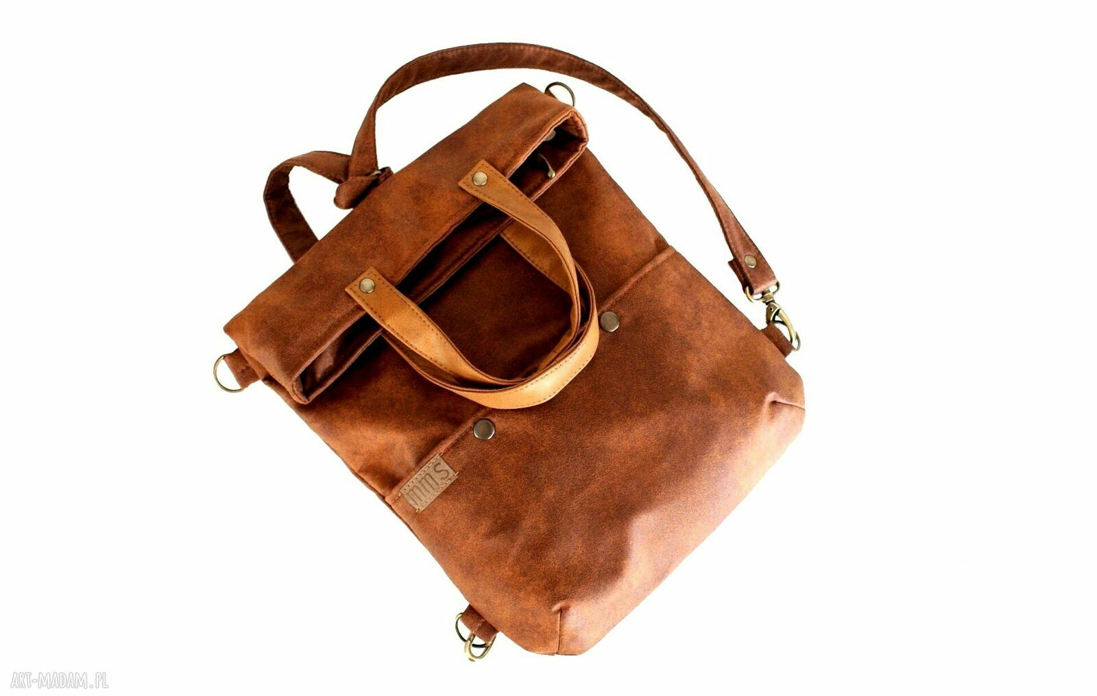 3w1 plecako torba koniak vegan handmade