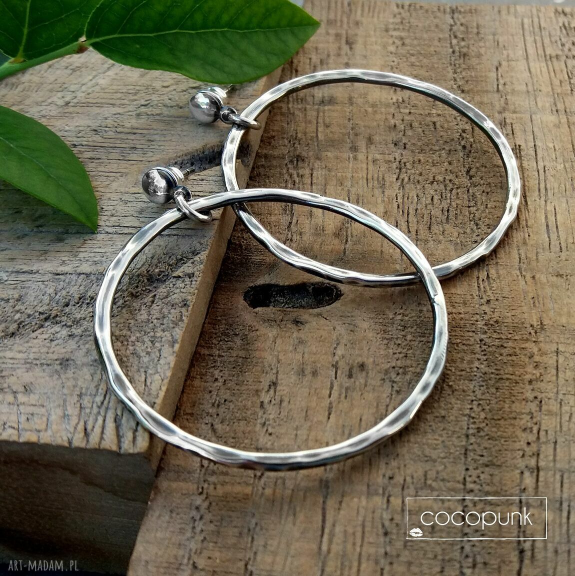 kolczyki: 4,5 CM KOLCZYKI SREBRNE KOŁA NOWOCZESNE, LEKKIE. handmade