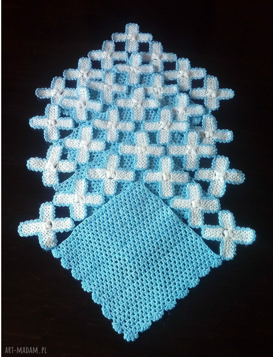 Niebiesko-białe podkładki na stół handmade - komplet 4 szt. 25 x 25 cm