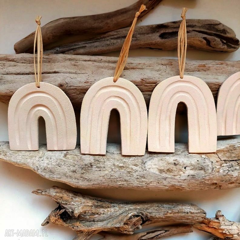 Makrama 4x Zawieszka Ceramiczna Tęcza - ręcznie robiona dekoracja boho art-Madam.pl