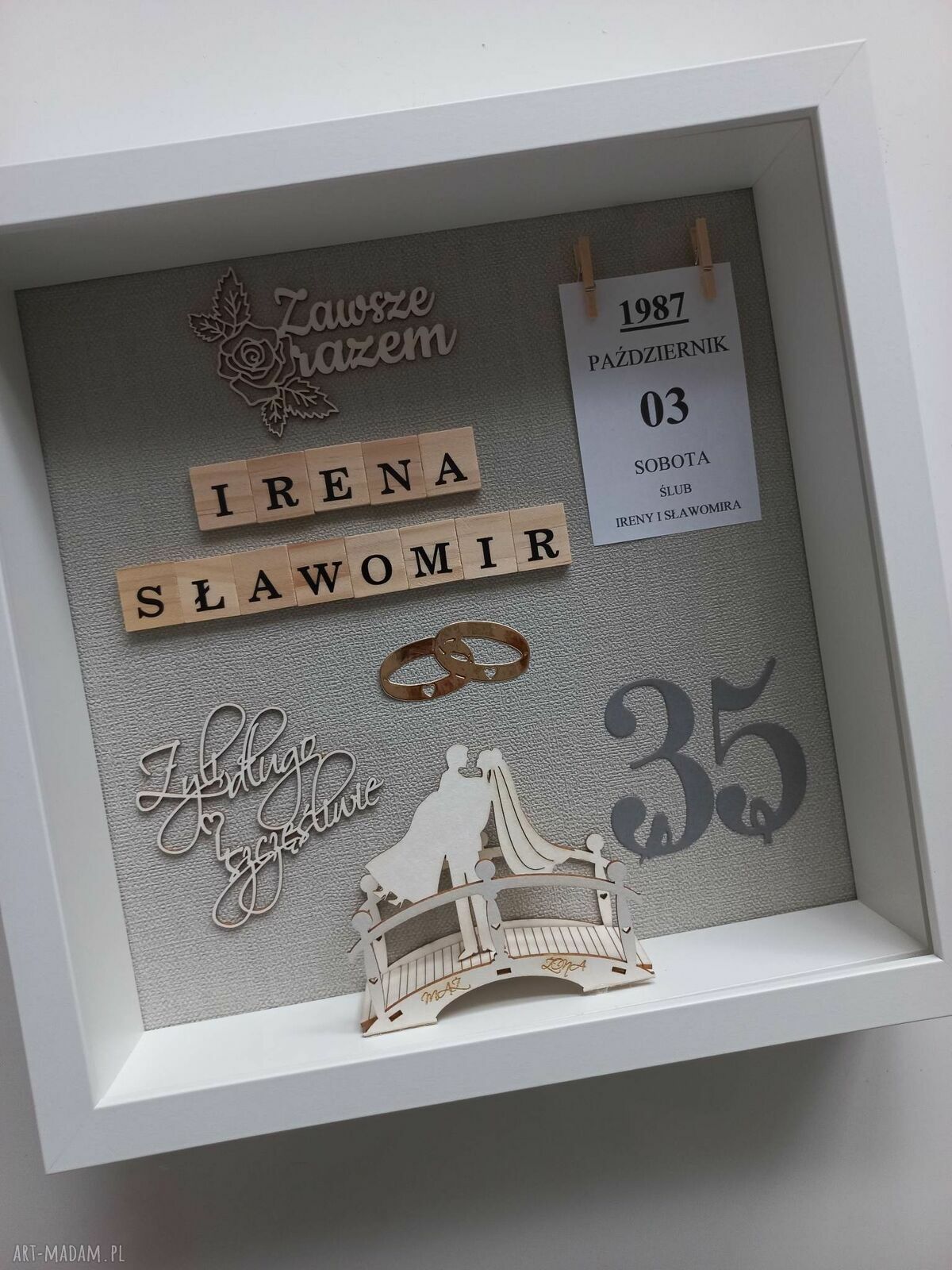 Rocznica ślubu - personalizowana ramka na Złote Gody z miejscem na życzenia