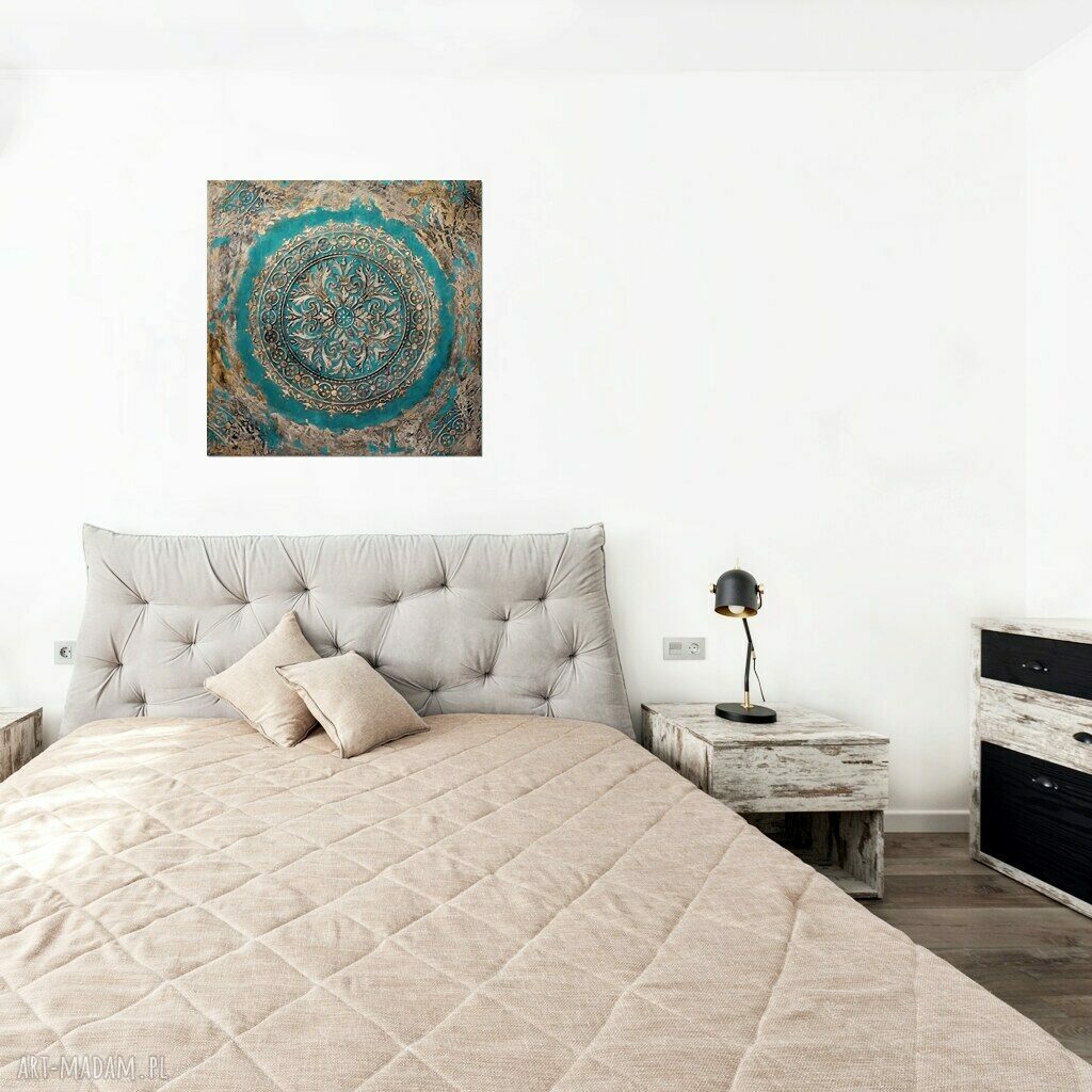 Mandala 43, obraz 3D ręcznie malowany 70x70 do salonu