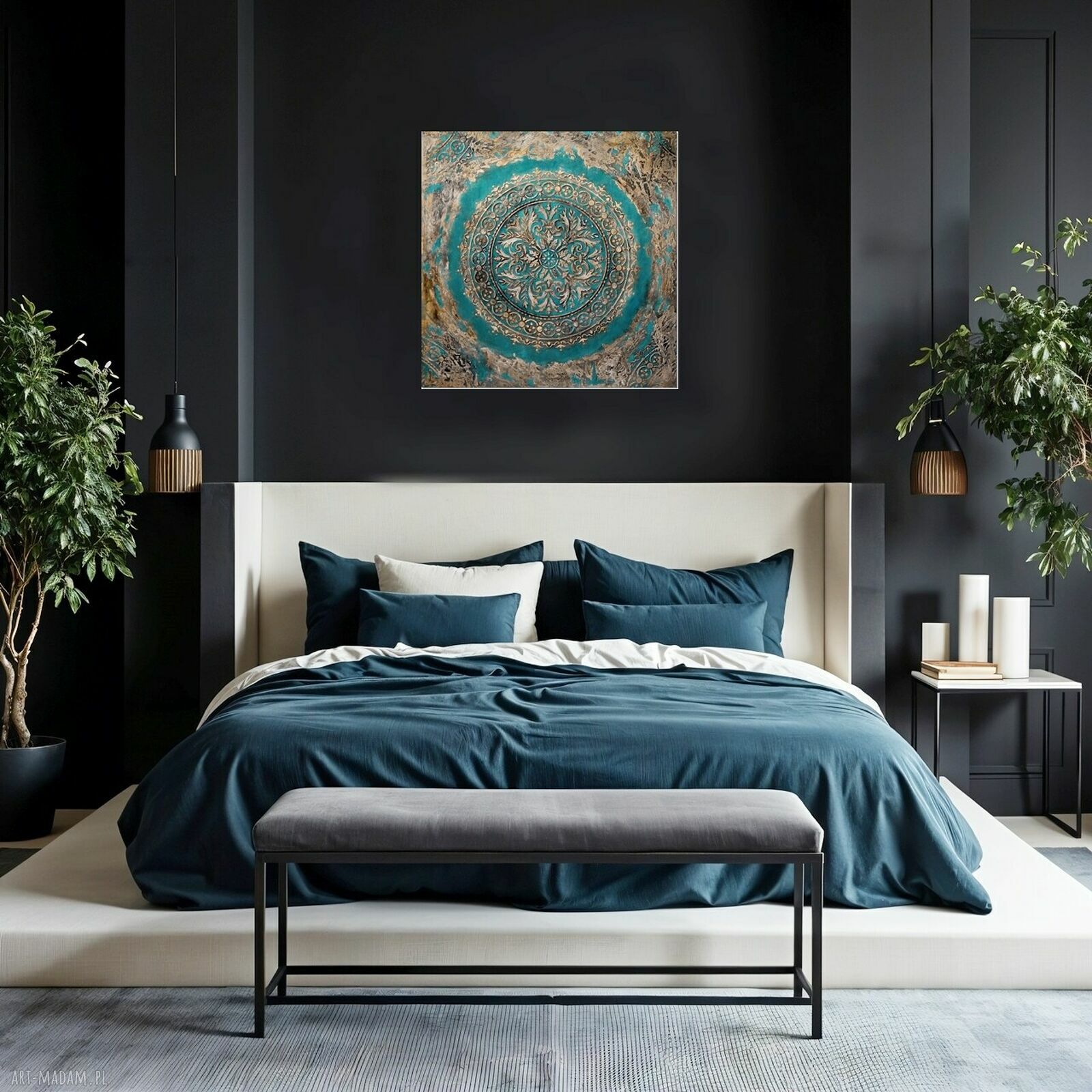 Mandala 43, obraz 3D ręcznie malowany 70x70 do salonu