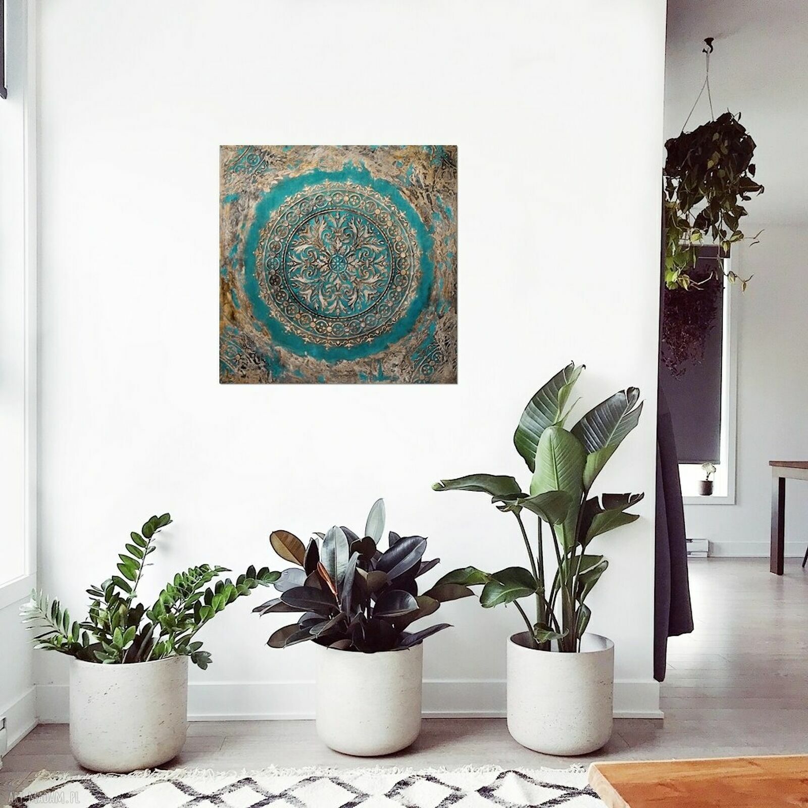Mandala 43, obraz 3D ręcznie malowany 70x70 do salonu