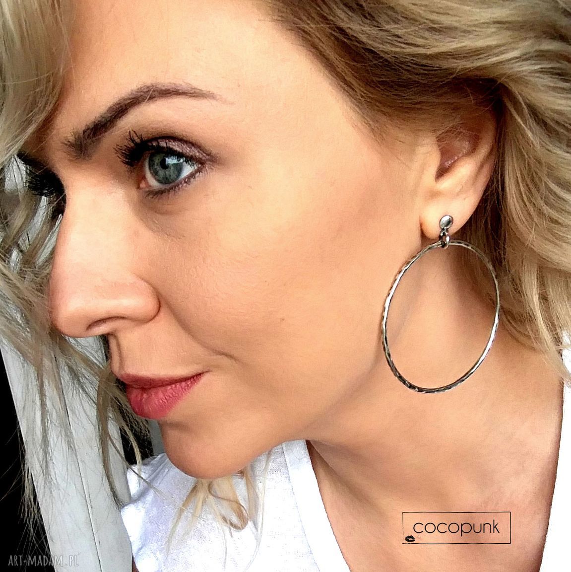 kolczyki: 5,5 CM KOLCZYKI SREBRNE KOŁA NOWOCZESNE, LEKKIE. handmade