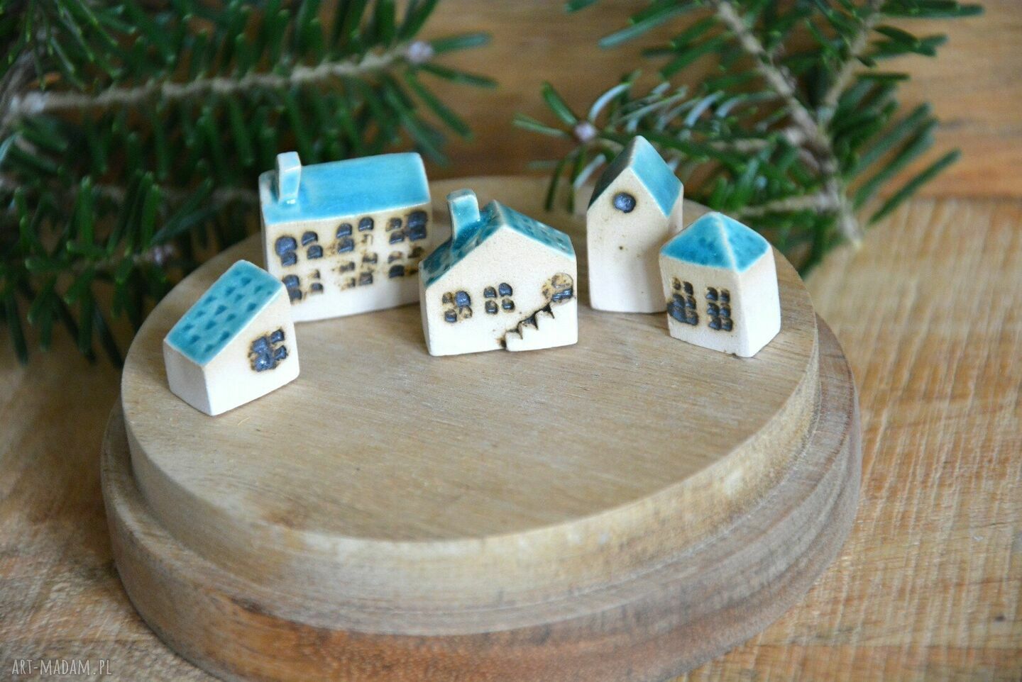 Zestaw 5 ceramicznych domków miniaturki domek kamieniczki