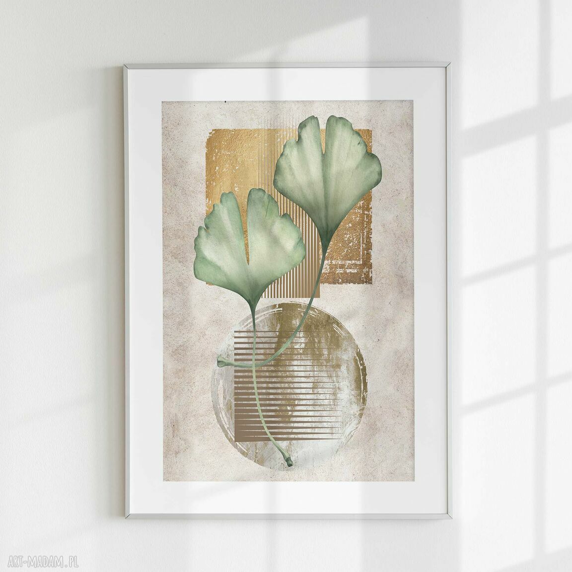 Plakat 50x70 cm Abstrakcja - liść miłorzębu - bez ram