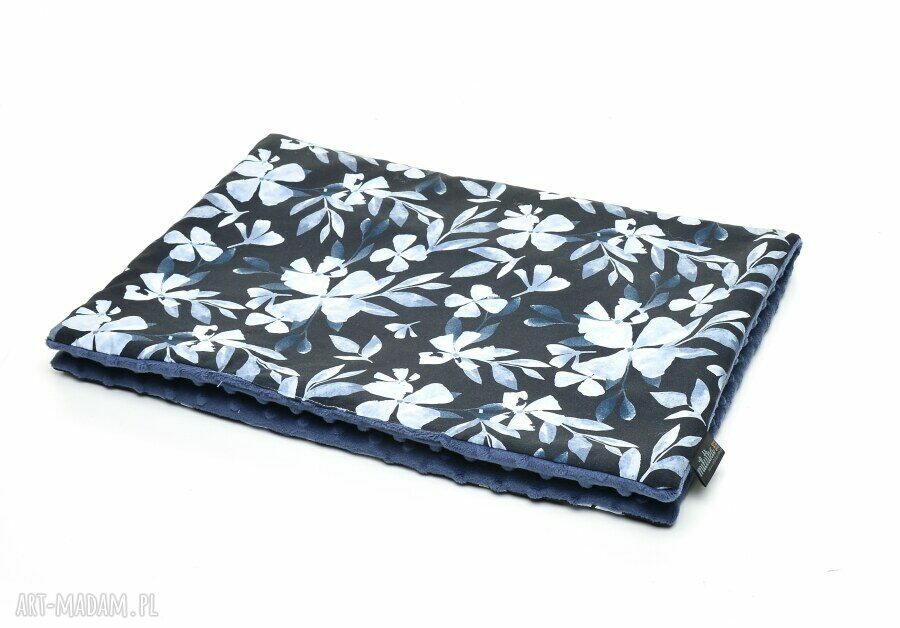 Kocyk minky bawełna blue flowers kołderka wyprawka 50x75