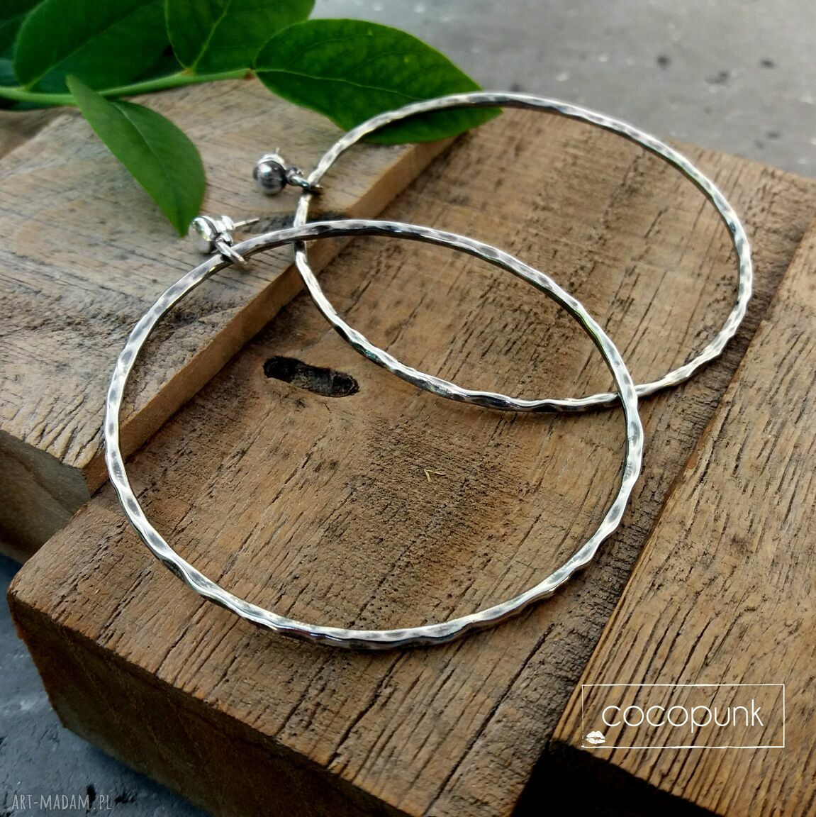 kolczyki: 6,5 CM KOLCZYKI SREBRNE KOŁA NOWOCZESNE, LEKKIE. Handmade