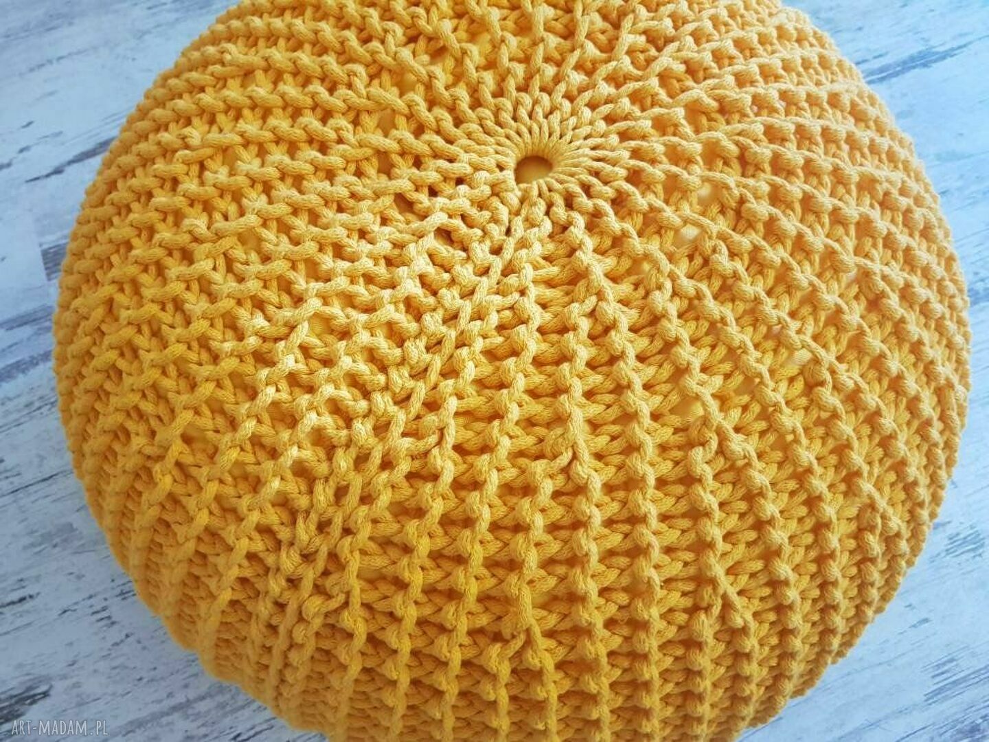 Pufa 60x35 cm XL - ręcznie dziergana pufa z bawełnianego sznurka