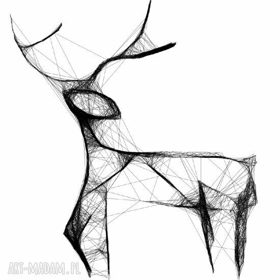 Grafika renifery 40x30 cm - czarno-biała dekoracja na ścianę