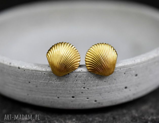 70s muszelki kolczyki vintage złoto morze elegancja wyjątkowe