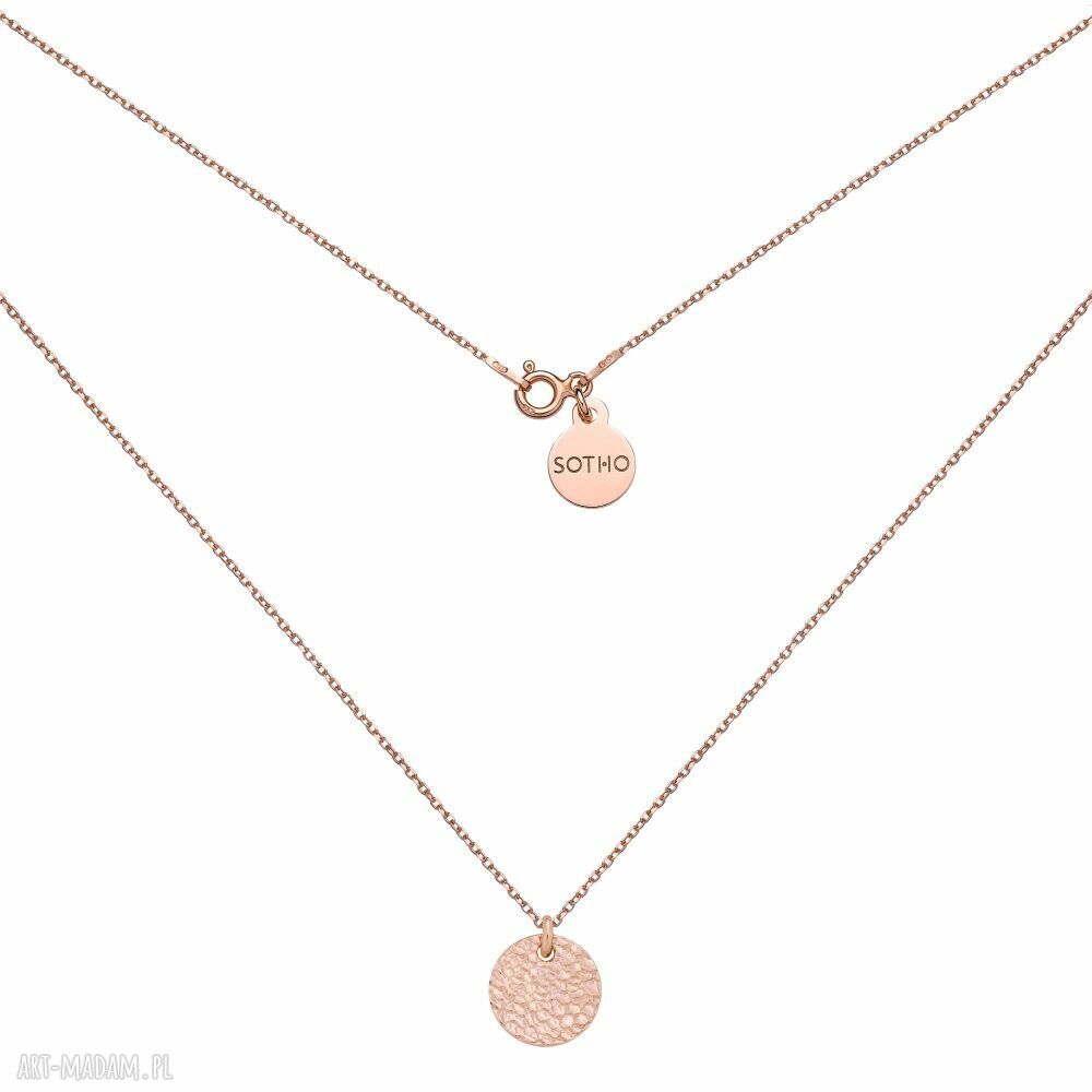 Naszyjnik różowego złota chropowatym kółeczkiem srebro 925 różowe