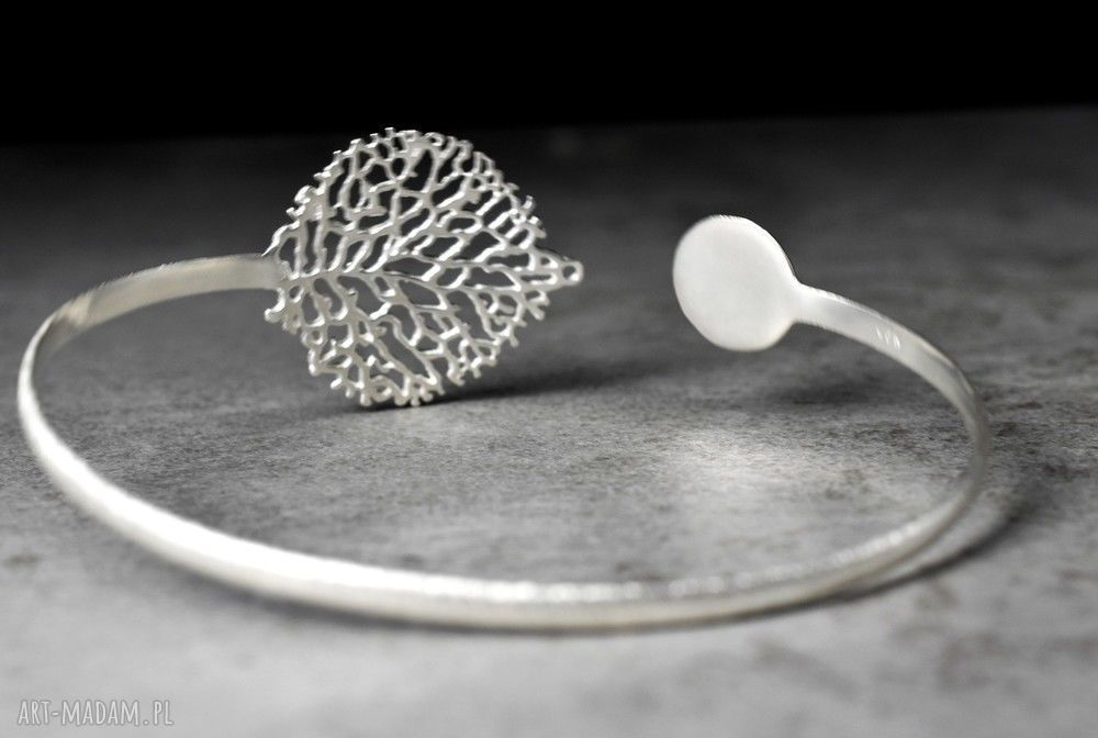 bransoletki: 925 Srebrna bransoletka LIŚĆ HandMade