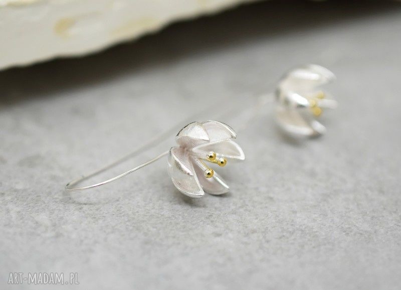 kolczyki: 925 srebrne kolczyki Kwiaty Ręcznie wykonane