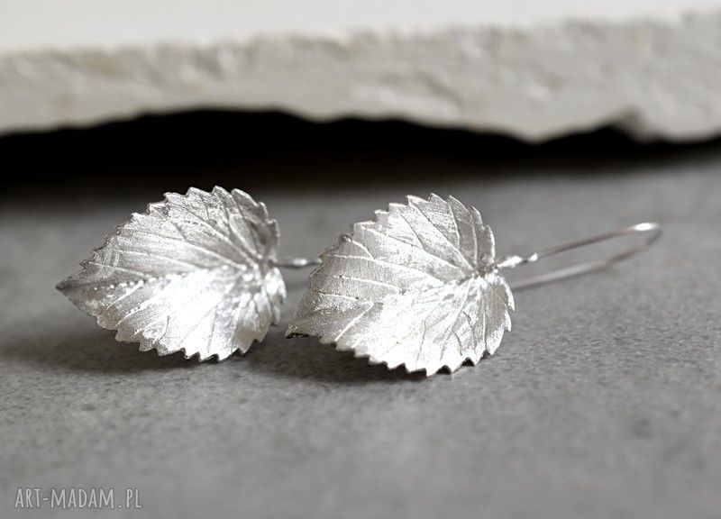 925 srebrne kolczyki liŚcie srebro wiszące prezent lekkie