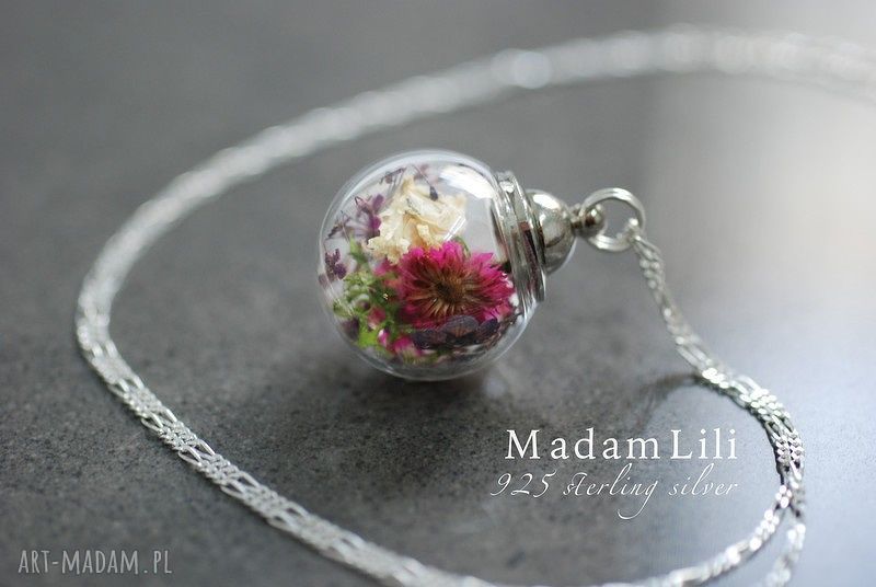 naszyjniki: 925 srebrny łańcuszek bukiet kwiatów HandMade