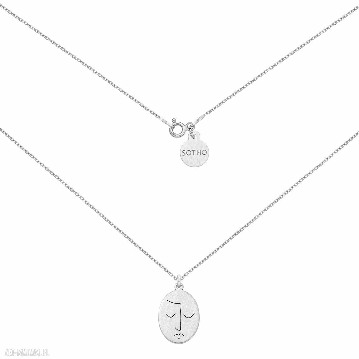 Srebrny medalion face n°9 naszyjnik twarz 925 srebro matowym
