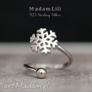 925 srebrny pierścionek płatek śniegu madamlili