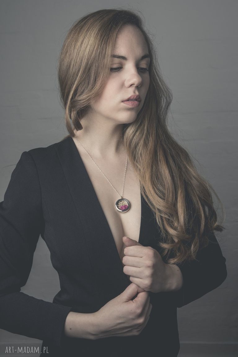 naszyjniki: 925 Suszone kwiaty srebrny naszyjnik Ręcznie wykonane