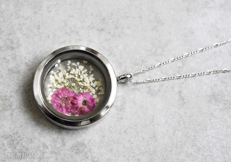 naszyjniki: 925 Suszone kwiaty srebrny naszyjnik Ręcznie wykonane